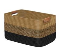 Grand panier à linge pliable, panier à vêtements pour couverture, jouet, serviettes, paniers tissés pour rangement, chambre d'enfant, décoration d'intérieur, salon, 54,9 x 38,1 x 30 cm, noir