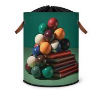 Grand panier à linge pliable pour table de billard avec couvercle à cordon de serrage pour chambre à coucher, salle de bain