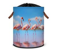 Grand panier à linge pliable Tropic Sea Beach Flamingo avec couvercle à cordon de serrage pour chambre à coucher, salle de bain
