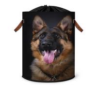 Grand panier à linge pour chien, panier de rangement pour chien, berger allemand, panier à linge, panier à linge pliable, panier de rangement en tissu avec couvercle à cordon de serrage