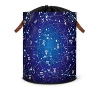 Grand panier à linge Space Constellation - Panier de rangement pliable - Motif constellation - Panier de rangement en tissu avec couvercle à cordon de serrage