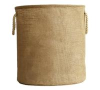 Grand panier à linge tissé - Mélange de coton et de lin pour vêtements sales, jouets et couvertures - Parfait pour salle de bain, chambre d'enfant et salon (L)