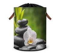 Grand panier à linge Zen Basalte Orchidée Bambou Panier à linge Panier de rangement Zen Pliable Panier à linge Panier à linge Panier de rangement en tissu Panier de rangement avec cordon de serrage