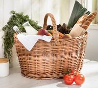 Grand panier à provisions « Nature » en osier, 50x33 cm, panier tressé avec anse plate, panier de transport