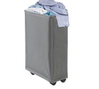 Grand panier de blanchisserie pliable - panier fin sur roues | Panier d'angle indépendant de 42L avec poignée pour vêtements sales, serviettes, équipements sportifs, panier de rangement en tissu