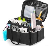 Grand panier de nettoyage avec poignée, fond fixe, poches latérales et multi-usages, organisateur pour outils de nettoyage et de réparation automobile, 48,3 x 31,8 x 31,8 cm