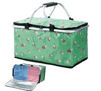 Grand Panier de Pique-Nique | Pliable, Grand Format, Imperméable avec Poignée | Réutilisable avec Couvercle | pour Plage, Camping, Voyage, BBQ, Apéro, Vin, Boissons, Snacks