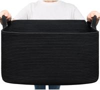 Grand panier de rangement 65 L tressé - Noir Vendos85