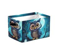 Grand panier de rangement pliable en tissu avec poignées, motif chouette nocturne, boîte de rangement pour étagères, jouets, vêtements, chambre d'enfant, salon, décoration