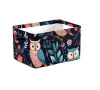 Grand panier de rangement pliable en tissu avec poignées, motif chouette, oiseau et fleur, boîte de rangement pour étagères, jouets, vêtements, chambre d'enfant, salon, décoration