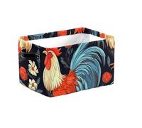 Grand panier de rangement pliable en tissu floral vintage avec poignées pour étagères, jouets, vêtements, chambre d'enfant, salon, décoration de salon