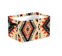 Grand panier de rangement pliable vintage aztèque avec poignées, en tissu ethnique, boîte de rangement pour étagères, jouets, vêtements, chambre d'enfant, placard, salon, décoration