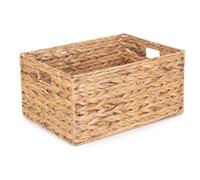 Grand panier de rangement rectangulaire en jacinthe d'eau