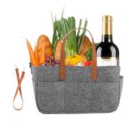 Grand panier d'épicerie portable en feutre avec bandoulière - Bacs de rangement réutilisables pour le jardinage, les aliments, les voyages, les pique-niques, les amis, la famille, les fauteuils