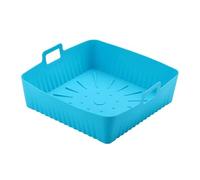 Grand panier en silicone for friteuse à air de 23 cm, moules XXL for 9 pouces, plaque cuisson carrée réutilisable, accessoires for Convient aux fours à micro-ondes(Blue)