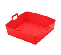 Grand panier en silicone for friteuse à air de 23 cm, moules XXL for 9 pouces, plaque cuisson carrée réutilisable, accessoires for Convient aux fours à micro-ondes(Red)