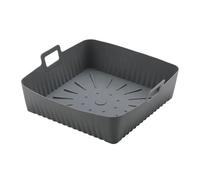 Grand panier en silicone for friteuse à air de 23 cm, moules XXL for 9 pouces, plaque cuisson carrée réutilisable, accessoires for Convient aux fours à micro-ondes(Grey)
