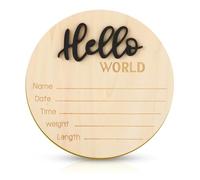 Grand panneau de bienvenue rond en bois de 15 cm pour photographie de nouveau-nés et annonce de naissance