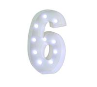Grand Panneau Lumineux Blanc Avec Chiffres Et Lettres, Décoratif En Mousse Prédécoupé De 90 Cm, For Fête, Anniversaire, Remise Diplôme(Number 6,120cm/4ft)