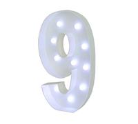 Grand Panneau Lumineux Blanc Avec Chiffres Et Lettres, Décoratif En Mousse Prédécoupé De 90 Cm, For Fête, Anniversaire, Remise Diplôme(Number 9,120cm/4ft)
