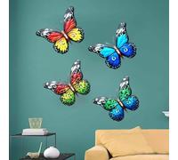 Grand papillon 3D décoratif mural en fer pour jardin, terrasse, extérieur et intérieur (rouge jaune)