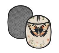 Grand papillon et petite fleur en silicone pour manique de four, gants de four en vrac, coussinets chauds imprimés pour cuisine, restaurants, 24 x 19 cm