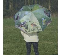 Grand parapluie bois et métal toile polyester oiseaux Multicolore