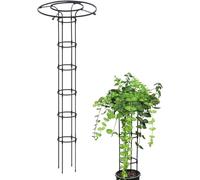 Grand parapluie noir avec treillis obélisque de jardin - Support léger pour plantes grimpantes et fleurs d'extérieur (65 cm) - Parfait pour la décoration de jardin