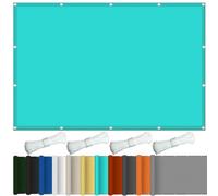 Grand parasol de jardin imperméable pour camping, 5,5 x 6,5 m, bleu clair avec œillets et attaches, protection UV