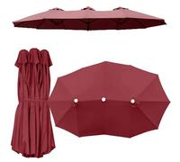 Grand Parasol de terrasse de Remplacement, Toile de Remplacement for Parasol Double Face, 12 Baleines, Triple Taille, Housse supérieure for Parasol de marché en Plein air(Burgundy)
