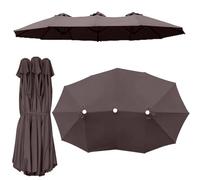 Grand Parasol de terrasse de Remplacement, Toile de Remplacement for Parasol Double Face, 12 Baleines, Triple Taille, Housse supérieure for Parasol de marché en Plein air(Coffee)