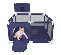 Grand Parc avec Grille de Protection,Parc pour Bébé, Modulable, Pliable,Grand parc pour enfant en bas âge,50 Balles,Basketball Rack,Avec 4 Ventouses -126 * 126 * 66cm-Bleu marine