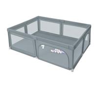 Grand Parc avec Grille de Protection,Parc pour Bébé, Parc Bebe,Centre d'activités pour Enfants petits Grand Parc d'activités pour Enfants Pliable avec Mousse Anti-collision-205*147*66 cm-gris foncé