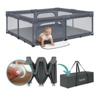Lionelo Florence XL Easy Fold Parc pour bébé 180 x 200 cm, pliable, sans montage, 2 entrées latérales avec fermeture éclair, filet respirant, bords souples, sac de transport