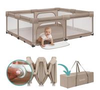 Lionelo Florence XL Easy Fold Parc pour bébé 180 x 200 cm, pliable, sans montage, 2 entrées latérales avec fermeture éclair, filet respirant, bords souples, sac de transport