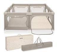 Grand parc bébé avec tapis LIONELO Willow XL - 187 x 207 cm - Bonne isolation du sol - Tapis double face - Beige