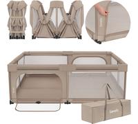 Lionelo Florence XL Easy Fold Parc pour bébé 180 x 200 cm, pliable, sans montage, 2 entrées latérales avec fermeture éclair, filet respirant, bords souples, sac de transport