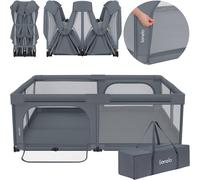 Lionelo Florence XL Easy Fold Parc pour Bébé, 180 x 200 cm, sans Montage | Pliable, 2 Entrées Latérales avec Fermeture Éclair, Filet Respirant, Bords Souples, Sac de Transport