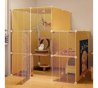 Grand parc d'intérieur pour chat avec plateformes, niche en métal à 3 niveaux pour chats, villa pour chat assemblée pour l'exercice, 110 x 75 x 108 cm (L x l x H)