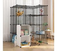 Grand parc d'intérieur pour chat - Cage amovible en fil métallique pour 1 à 4 chats, zone d'exercice spacieuse, 111 x 75 x 110 cm, idéal pour jouer en intérieur en toute sécurité
