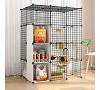 Grand parc d'intérieur pour chat - Cage amovible en fil métallique pour 1 à 4 chats, zone d'exercice spacieuse, 111 x 75 x 110 cm, idéal pour jouer en intérieur en toute sécurité