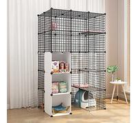 Grand parc d'intérieur pour chat - Cage amovible en fil métallique pour 1 à 4 chats, zone d'exercice spacieuse, 111 x 75 x 110 cm, idéal pour jouer en intérieur en toute sécurité