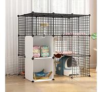 Grand parc d'intérieur pour chat - Cage amovible en fil métallique pour 1 à 4 chats, zone d'exercice spacieuse, 111 x 75 x 110 cm, idéal pour jouer en intérieur en toute sécurité