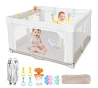 Grand Parc Pliable pour Bebe et Tout-petits:127x127x70cm pour l'intérieur et l'extérieur,Avec 20 Balles Océaniques,1 Panier de Basket,4 Poignées et 1 Sac de Transport - Espace de Jeu Idéal pour Enfant