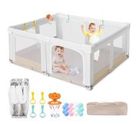 Grand Parc Pliable pour Bebe et Tout-petits:180x150x75cm pour l'intérieur et l'extérieur,Avec 20 Balles Océaniques,1 Panier de Basket,4 Poignées et 1 Sac de Transport - Espace de Jeu Idéal pour Enfant
