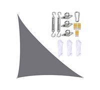 Grand pare-soleil triangulaire à angle droit - Bloque 98 % des rayons UV - Imperméable - Avec kit de fixation - Pour activités de pelouse, terrasse, jardin - Gris - 3 x 4 x 5 m