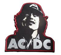 Grand Patch Angus Young Acdc Noir Blanc Rouge 28x27cm Écusson Thermocollant