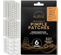 Grand Patch Anti-Bouton Hydrocolloïde - Invisible - 6 Tailles - x321 | Formes Rondes, Ovales, Rectangles et Croissants pour Toutes les Imperfections, Résultats en 6 à 8 Heures - 321 Pièces