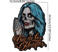 Grand Patch Dorsal Día De Los Muertos - Santa Muerte & Chapelet (34,5 X 22,5 Cm)