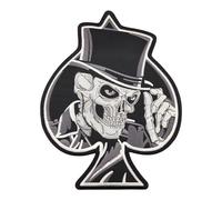 Grand patch dorsal squelette avec cylindre - 22 x 27,7 cm - Écusson brodé Biker XXL Patch Dos Pique Tête de Mort Patch Backpatch Backpatch pour vestes de moto Cardigans en cuir - Broderie de haute